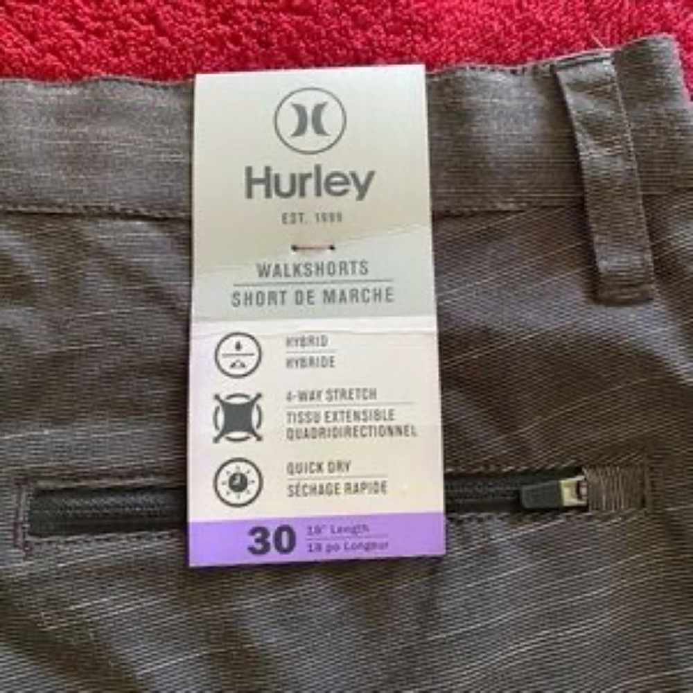 Hurley Men's Gray Flat Front Casual Shorts - Picture 3 of 4